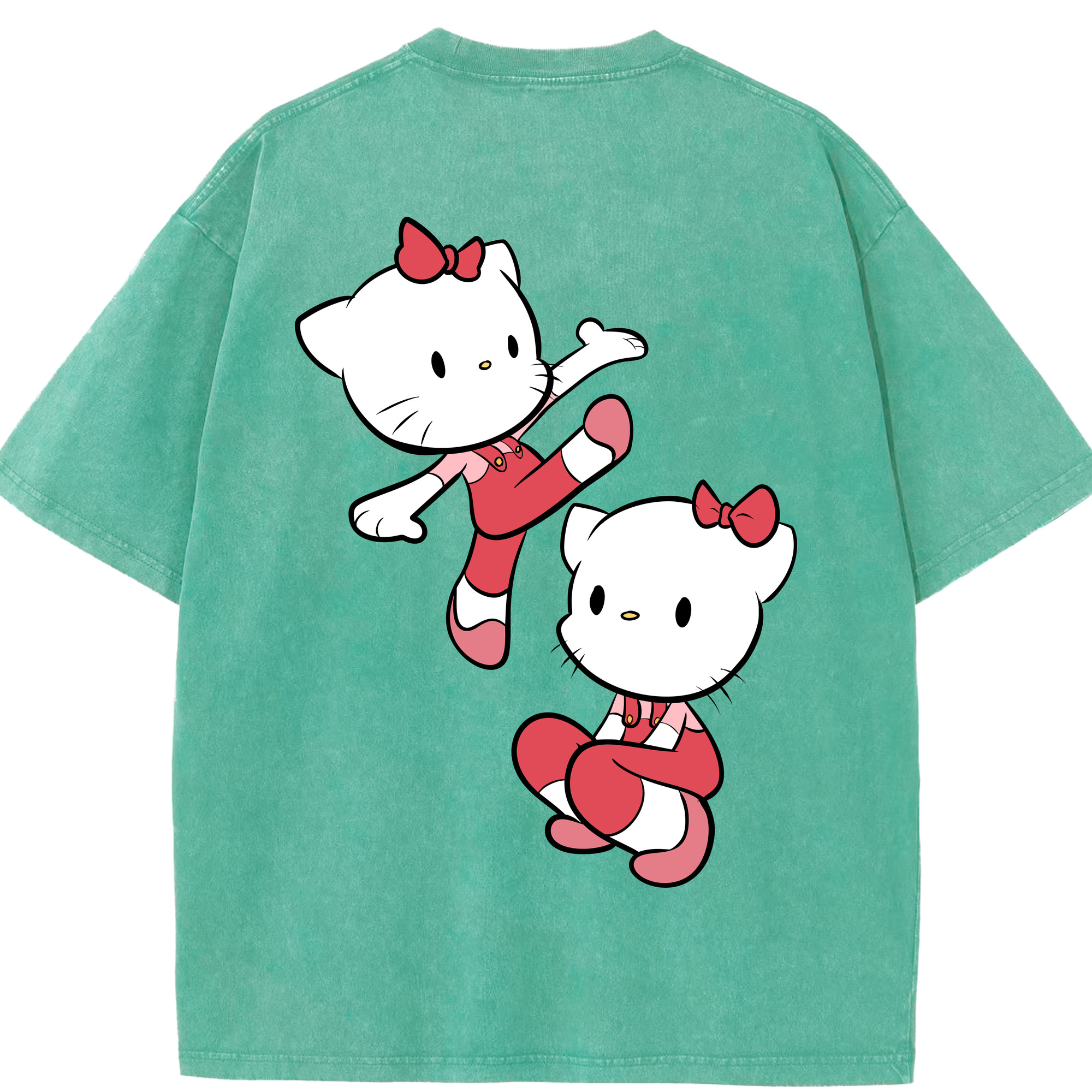 （画像用） Hello Kitty ハローキティ 綿100% ヴィンテージ風 半袖Tシャツ（背面プリント）